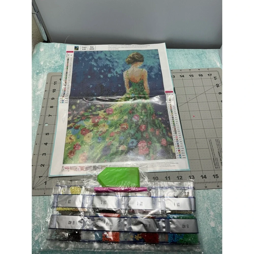 Diamond Painting Kit Woman‎ in Floral Dress DIY Full Drill 30x40cm New